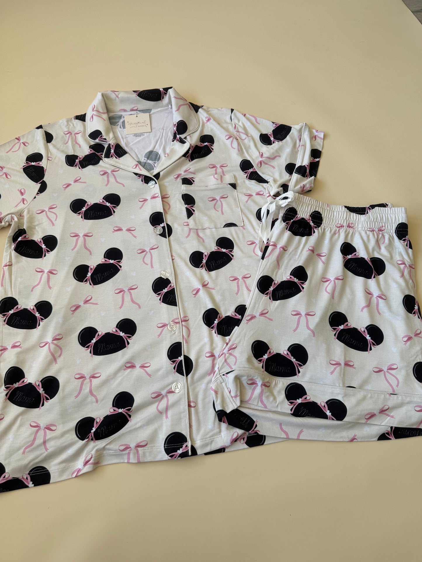 PINK Mama Bamboo PJ Two Piece SHORT Sleeve Set*READY TO SHIP