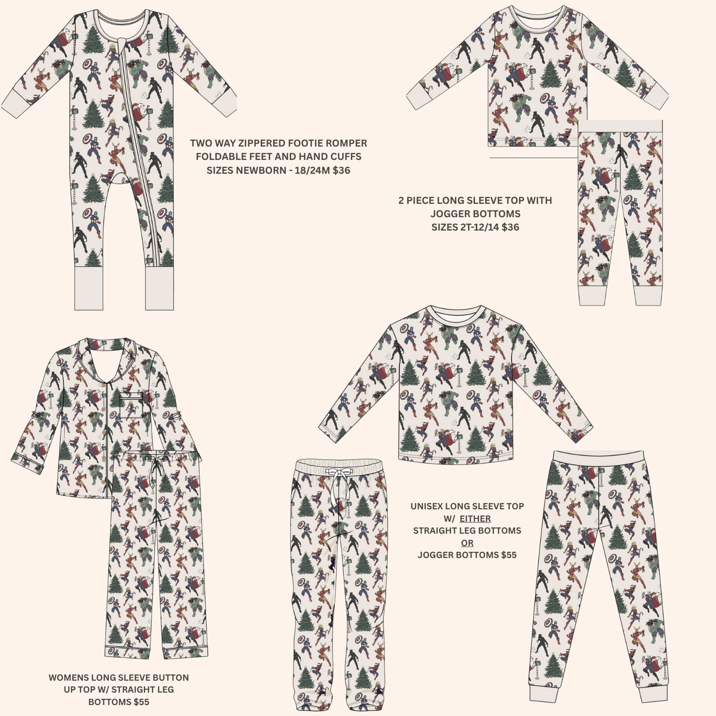 SUPER HERO CHRISTMAS FAMILY MATCHING BAMBOO