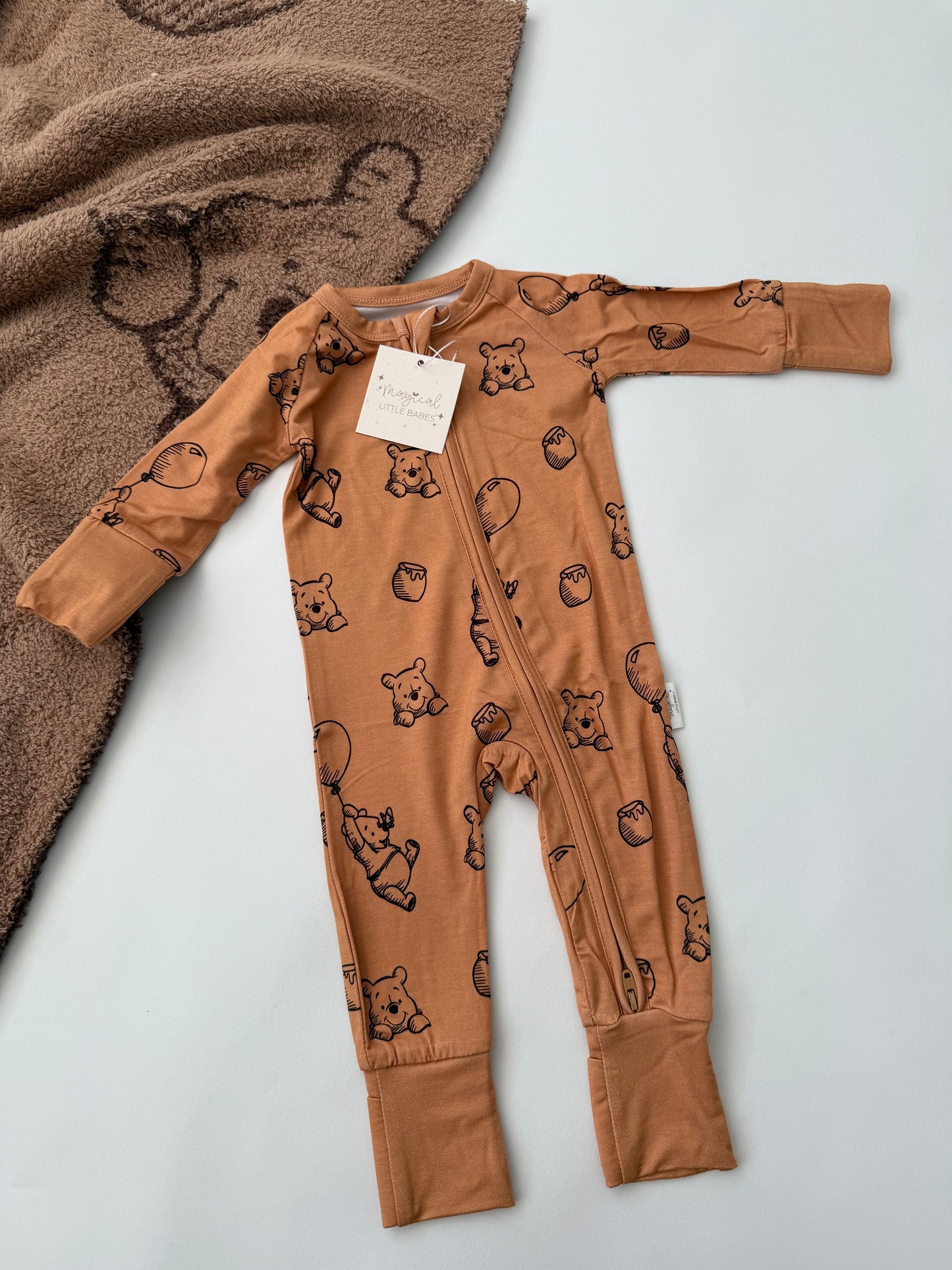 Simple Pooh Bamboo PJ Romper/ Two Piece LONG Sleeve Set*READY TO SHIP