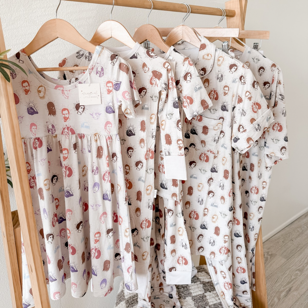 May the Force Bamboo PJ Romper/ Two Piece SHORT Sleeve Set*READY TO SHIP