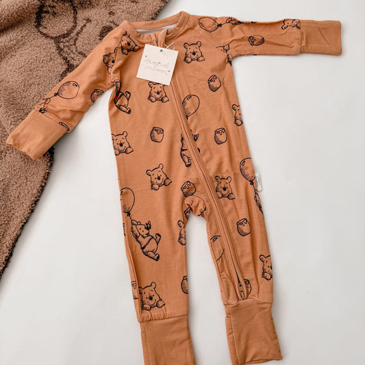 Simple Pooh Bamboo PJ Romper/ Two Piece LONG Sleeve Set*READY TO SHIP