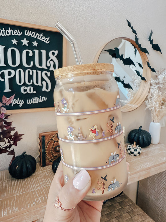Marching Pooh Glass Can SET *READY TO SHIP