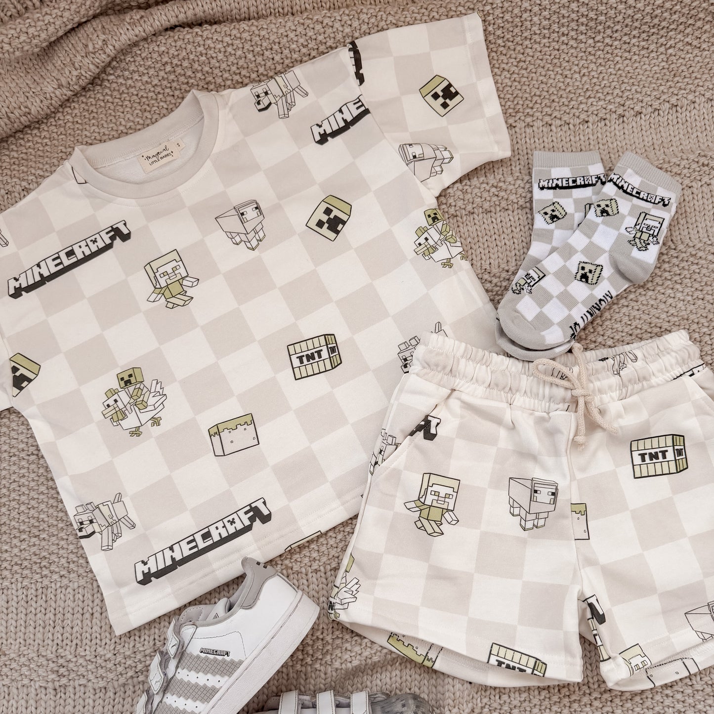 Block Builder Mine Craft French Terry Oversized Two Piece Set