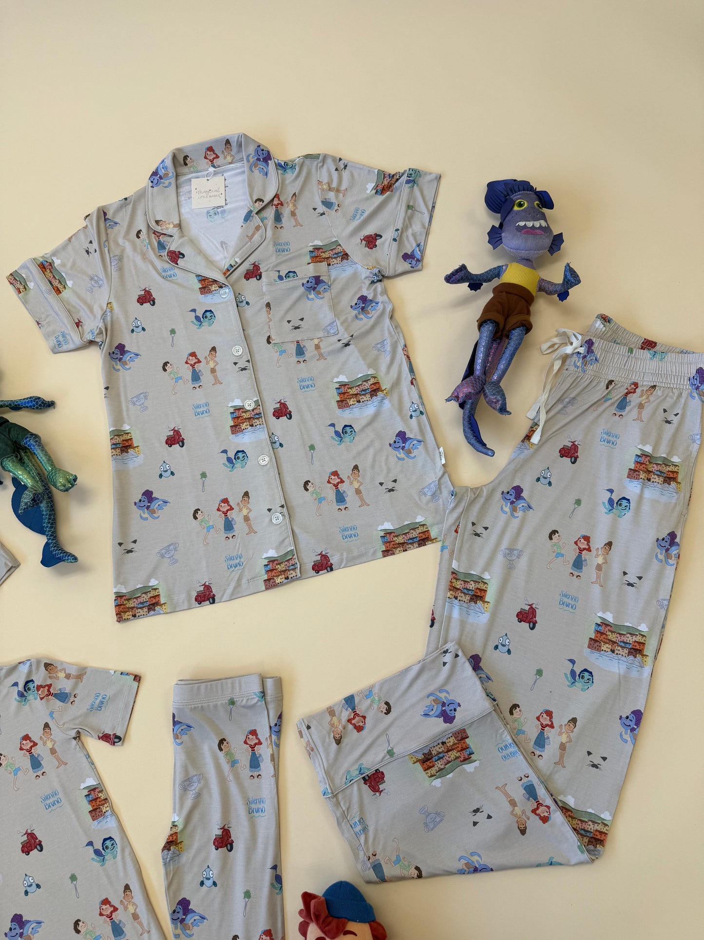 Silenzio Bruno Bamboo PJ Romper/ Two Piece SHORT Sleeve Set*READY TO SHIP