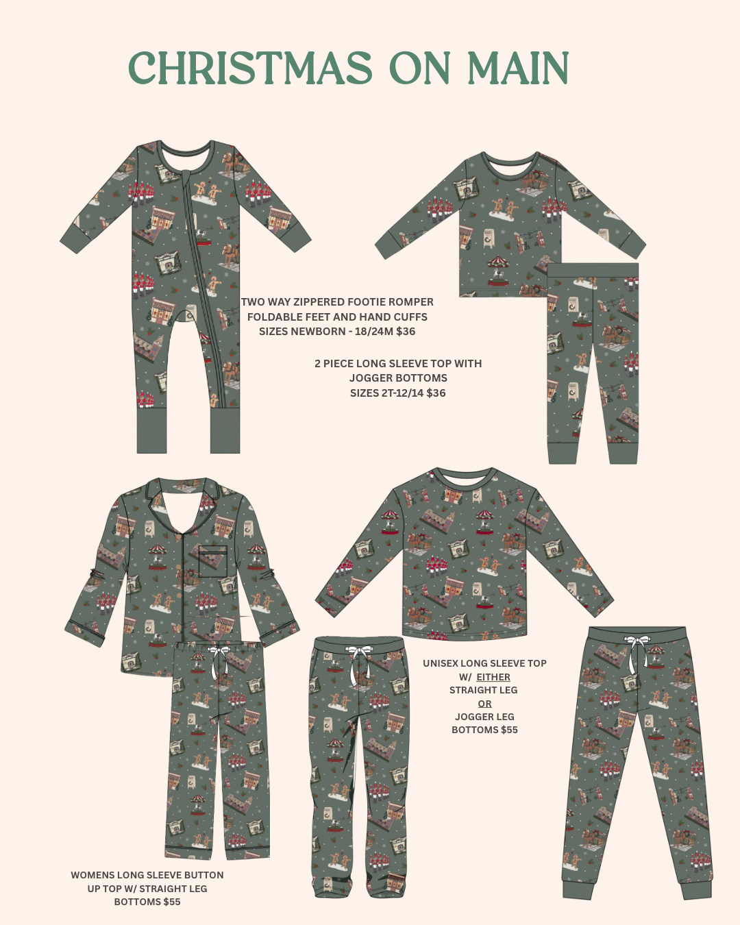 Christmas on Main Bamboo PJs - PREORDER SHIPS IN NOV