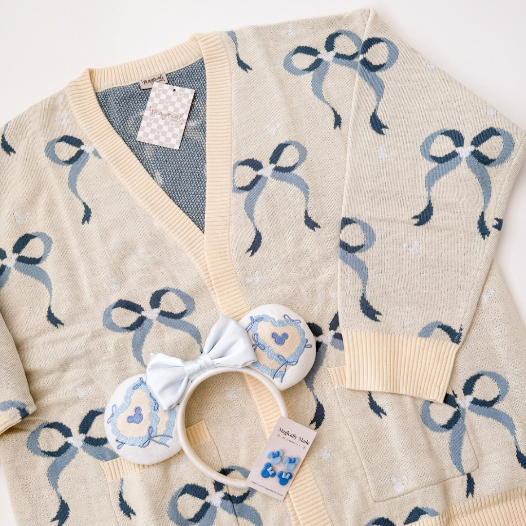 Blue Dainty Bows Lightweight Cardigan *READY TO SHIP