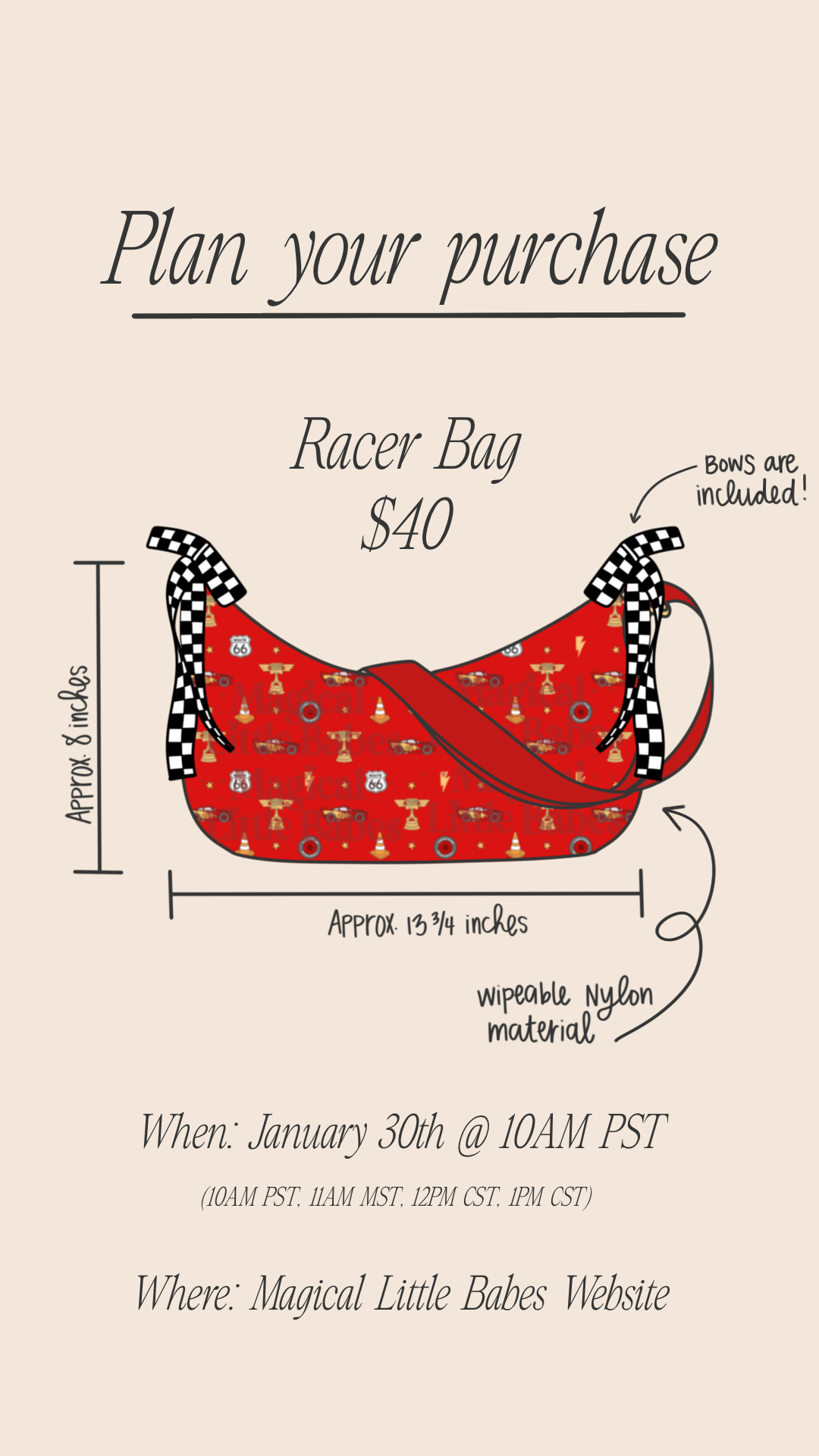 Racer Bag *NOT RESTOCKING