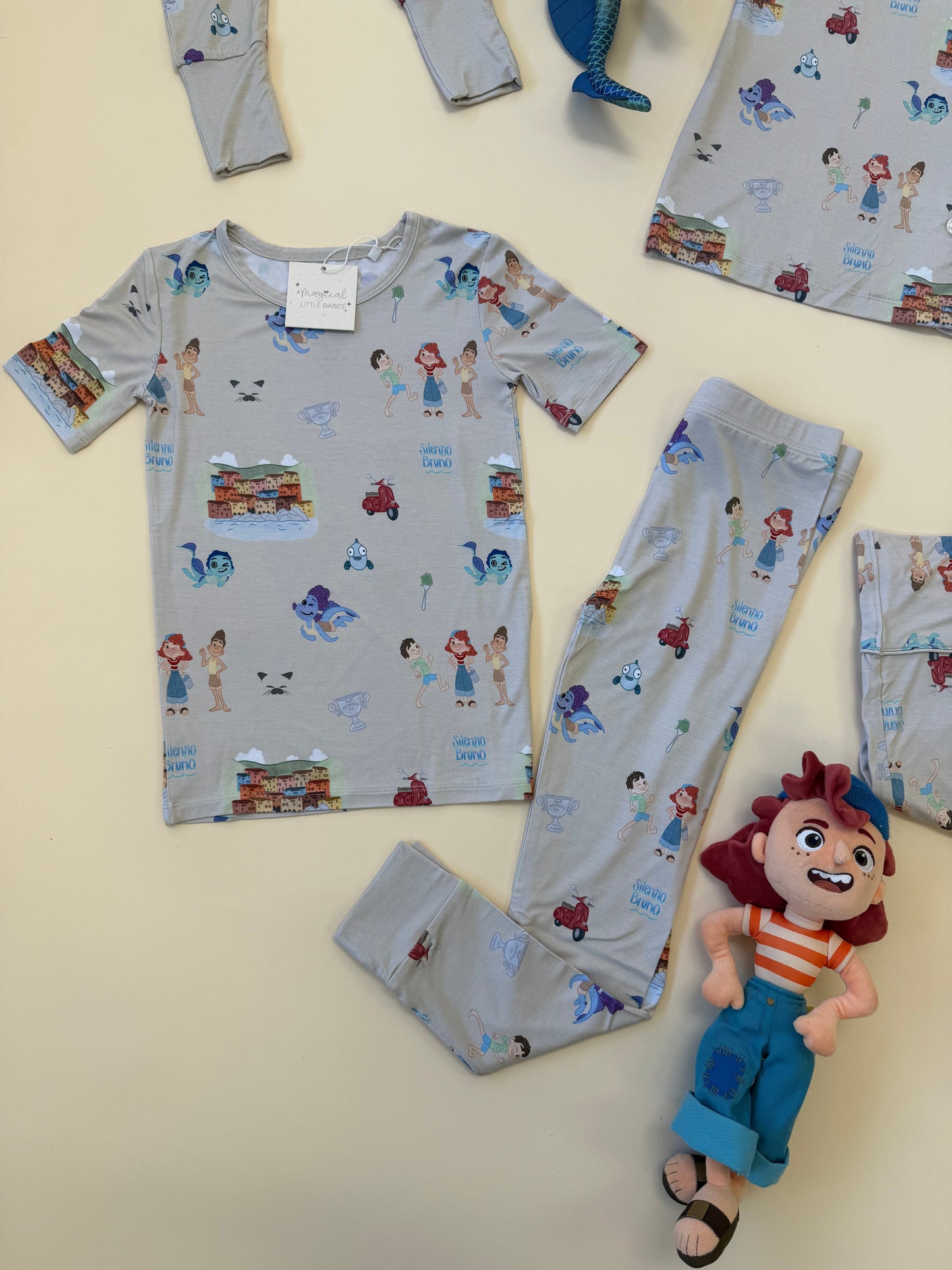 Silenzio Bruno Bamboo PJ Romper/ Two Piece SHORT Sleeve Set*READY TO SHIP