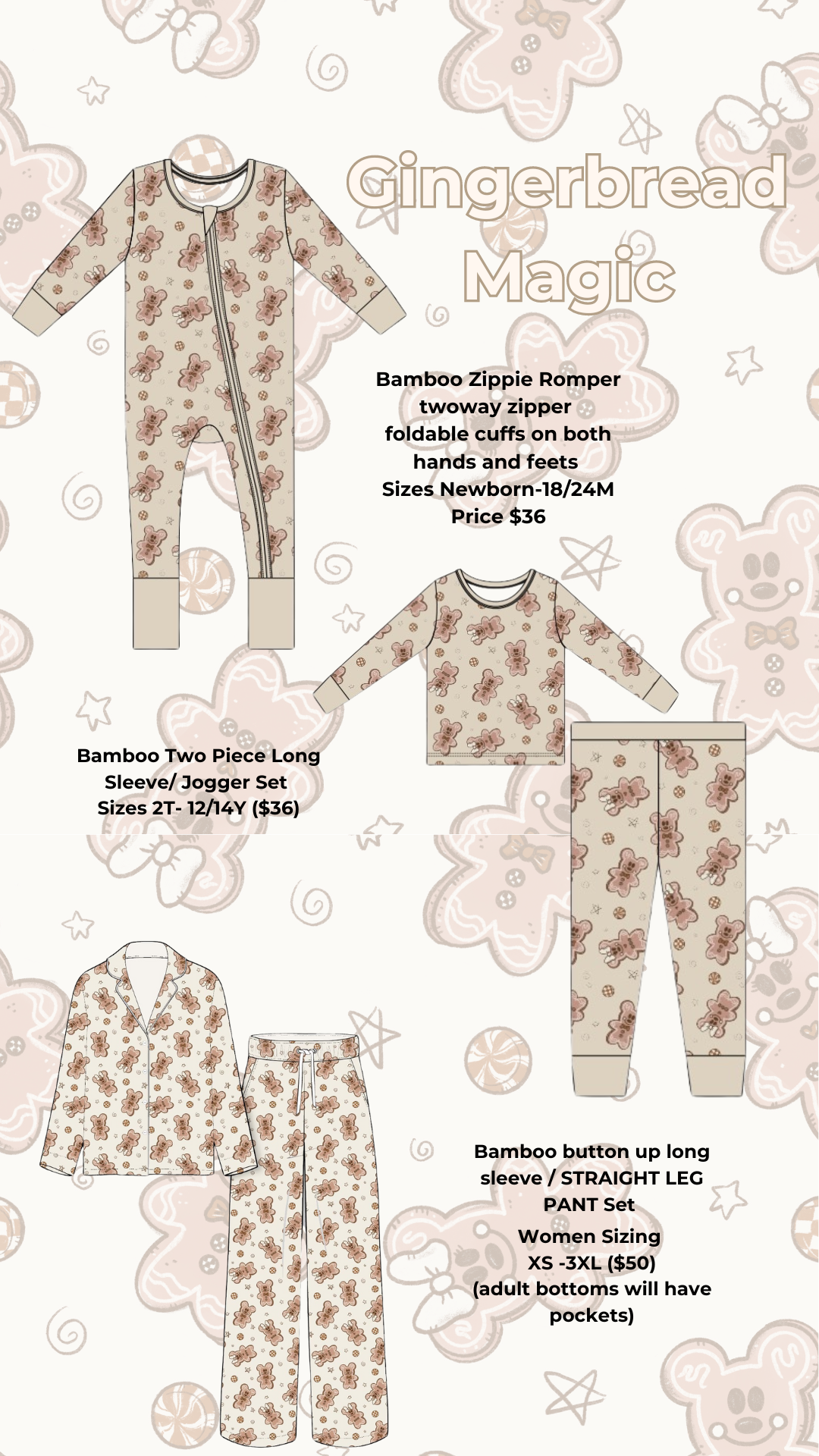 Gingerbread Magic Bamboo PJs*READY TO SHIP