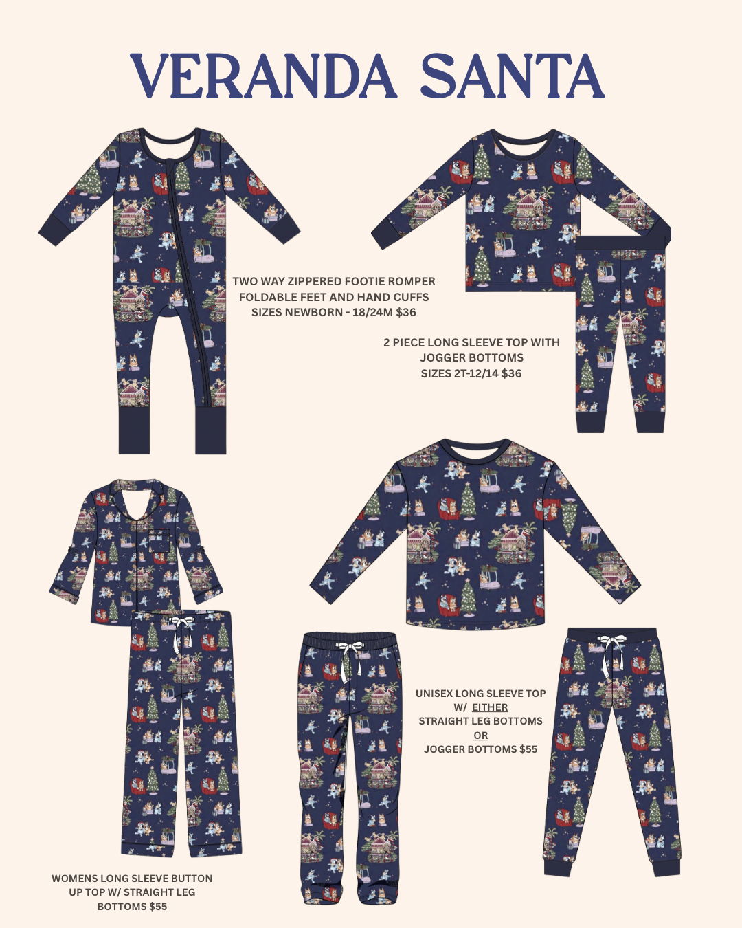Veranda Santa Bamboo PJs - PREORDER SHIPS IN NOV