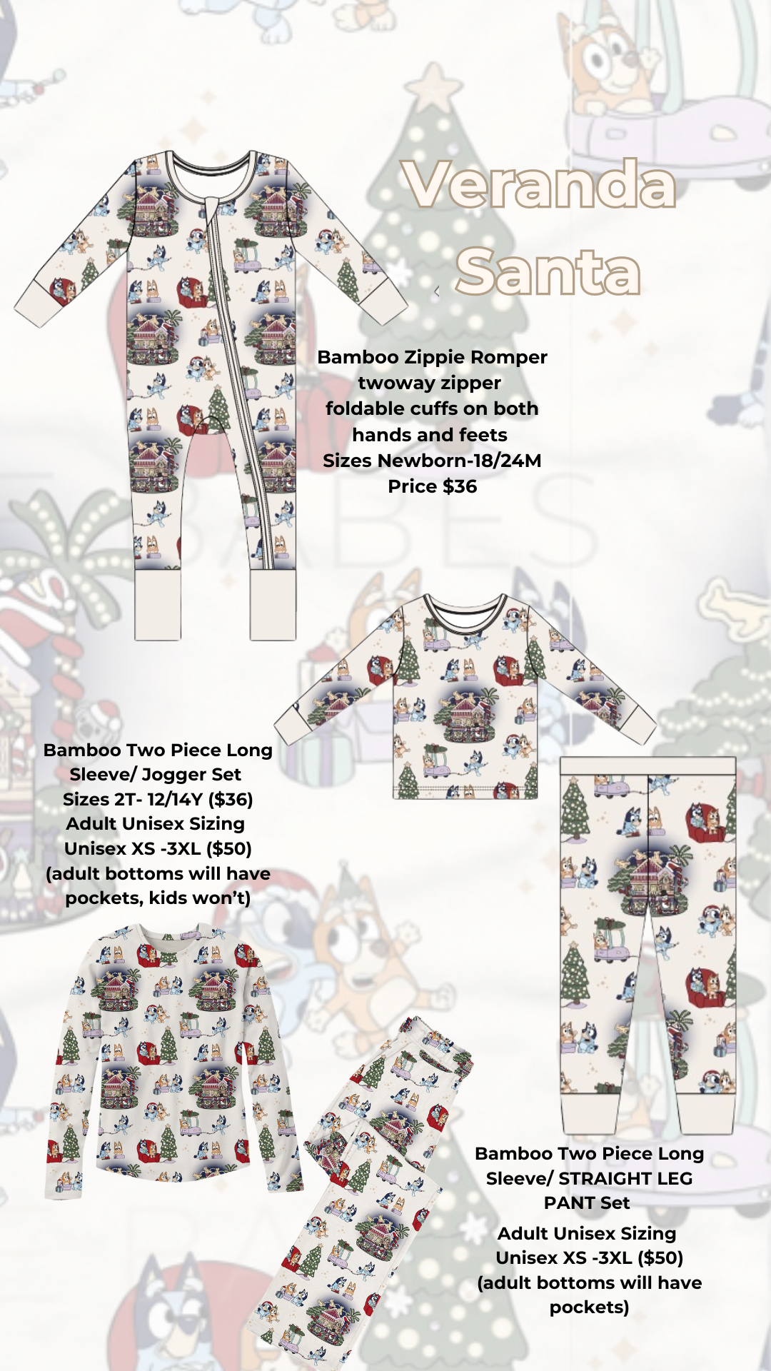 Veranda Santa Bamboo PJs *READY TO SHIP