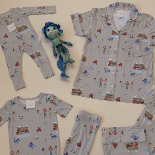Silenzio Bruno Bamboo PJ Romper/ Two Piece SHORT Sleeve Set*READY TO SHIP