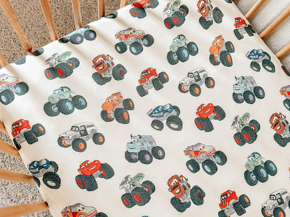 Monster Truck Bamboo Fitted Sheet *READY TO SHIP