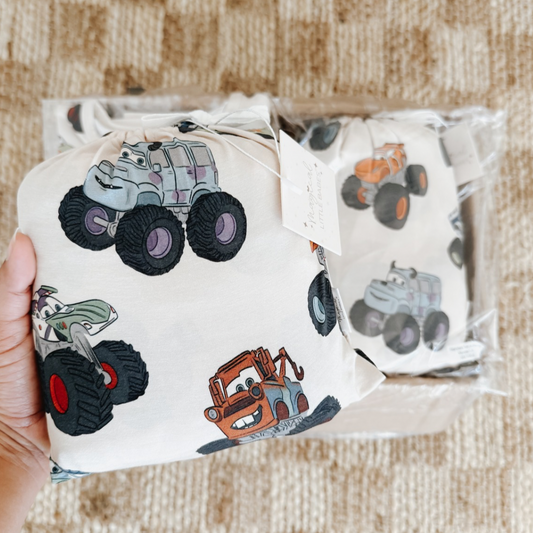 Monster Truck Bamboo Fitted Sheet *READY TO SHIP