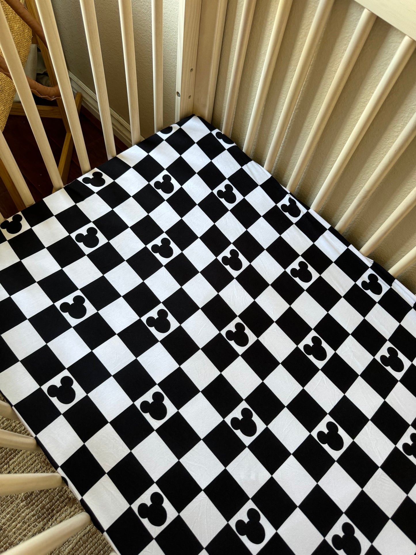 Black Checkered Bamboo Fitted Sheet *READY TO SHIP