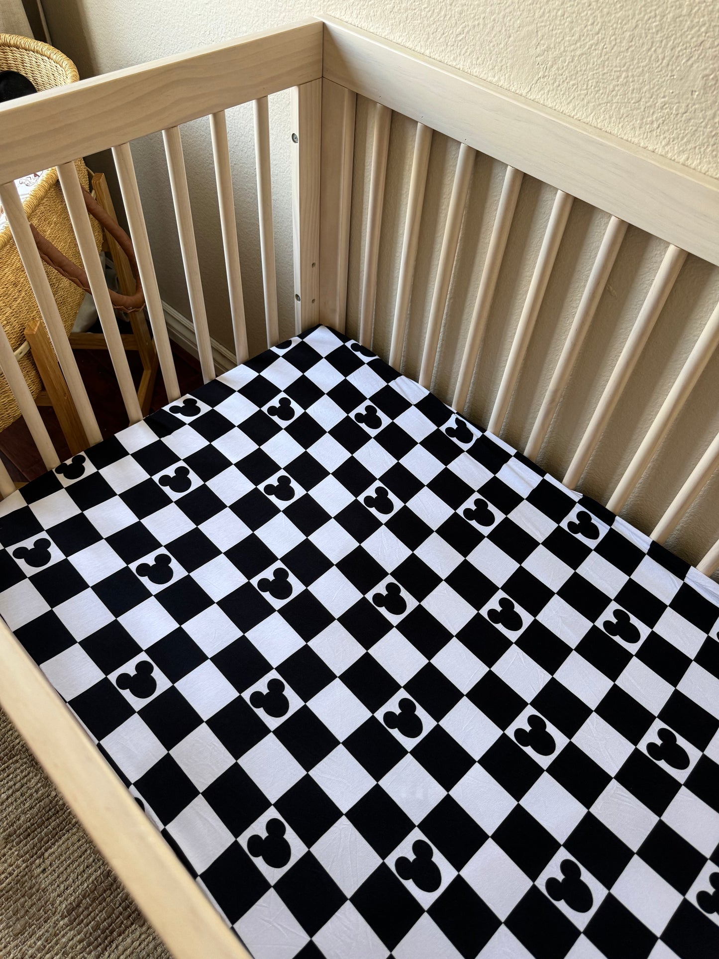 Black Checkered Bamboo Fitted Sheet *READY TO SHIP